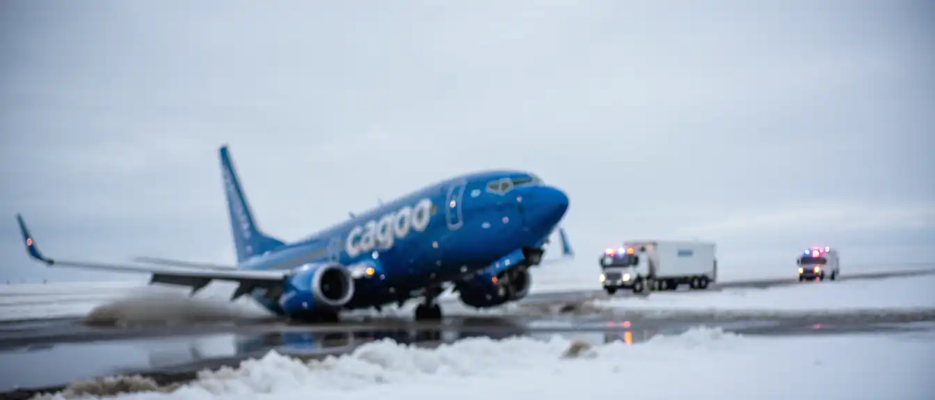 Инцидент в Норильске: грузовой Boeing 737 выкатился за пределы взлетно-посадочной полосы
